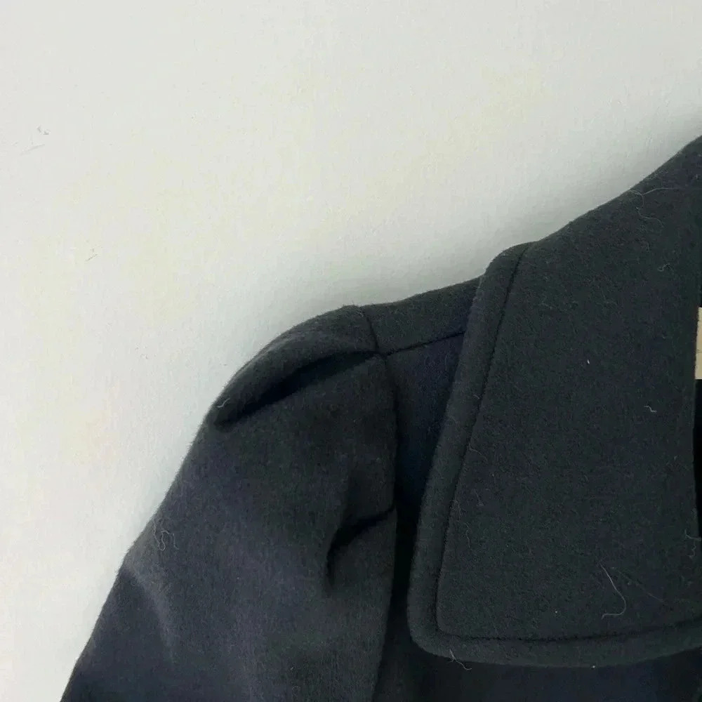 Asian Brand Navy Wool Puff Shoulder Cropped Jacket M - Picture 6 of 12